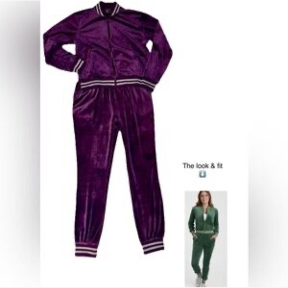 Kate & Mallory Women’s Velour Tracksuit Bomber Jacket and Track Pants size M